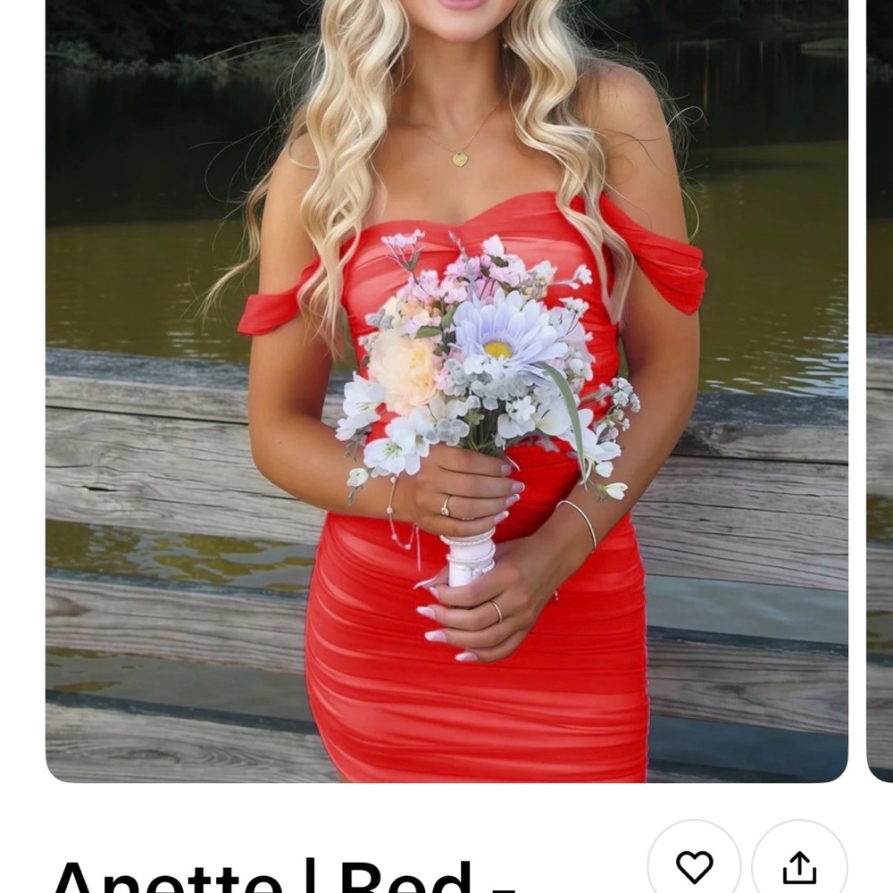 Anette Red Off-Shoulder Mini Dress KISSPROM sz 2